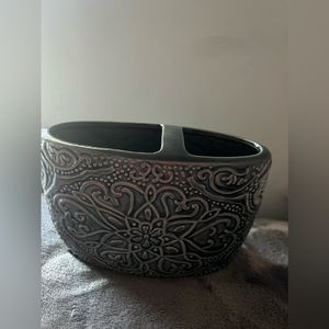 gray ceramic cute design pattern toothbrush bathroom holder organizer accessory